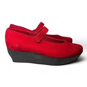 Arche Lomiss Mary Jane Red Suede Wedge Women's Size 10 EU 41 EUC